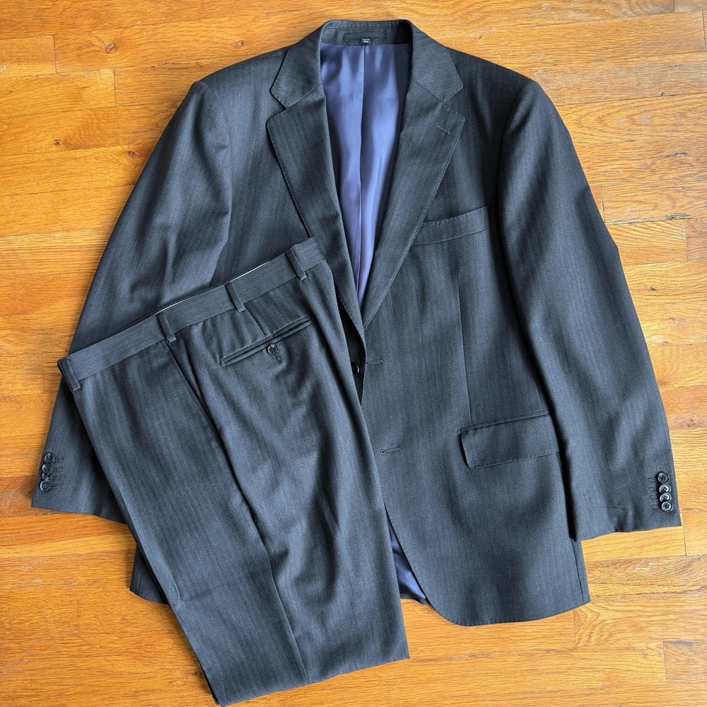 Suitsupply La Spalla Wool Suit Mens 42R Gray Herringbone Barberis Pants 36x30.5